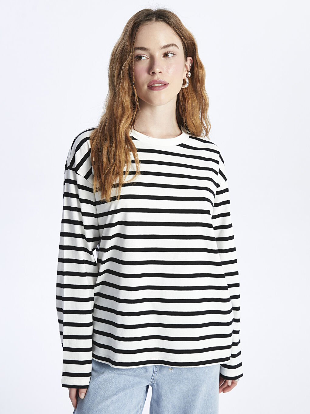 بلوز آستین بلند راه راه زنانه